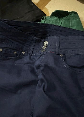 Koyu Mavi Denim Kemerli Pantolon - Görsel 2