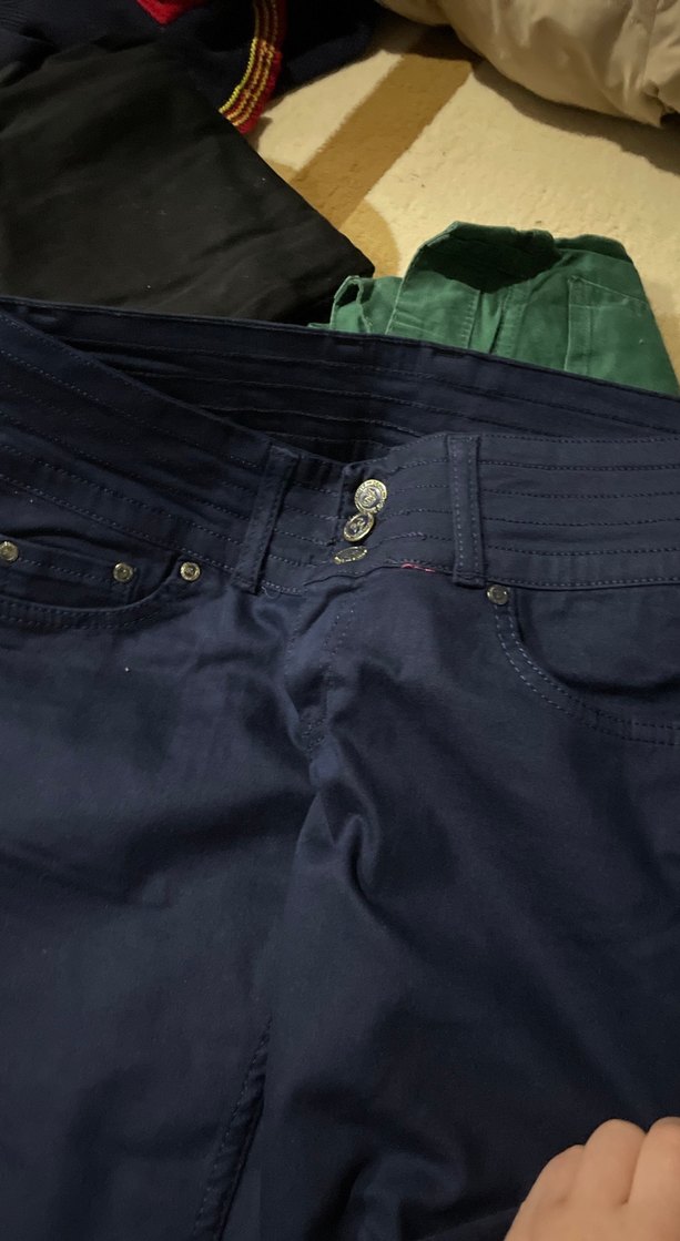 Koyu Mavi Denim Kemerli Pantolon - Görsel 2