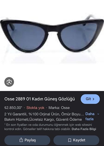 Osse 2889 01 Kadın Siyah Güneş Gözlüğü