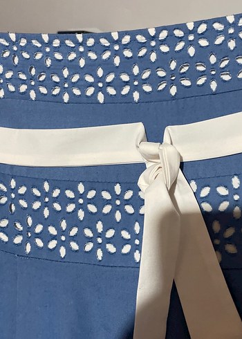 Mavi Pamuk Midi Uzun Etek - Görsel 4