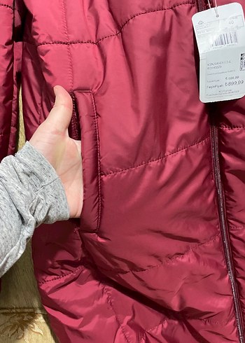 Bordo Fermuarlı Kadın şişme mont - Görsel 6