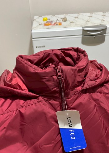 Bordo Fermuarlı Kadın şişme mont - Görsel 3