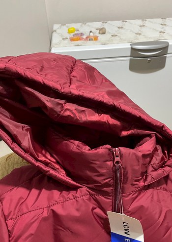 Bordo Fermuarlı Kadın şişme mont - Görsel 4