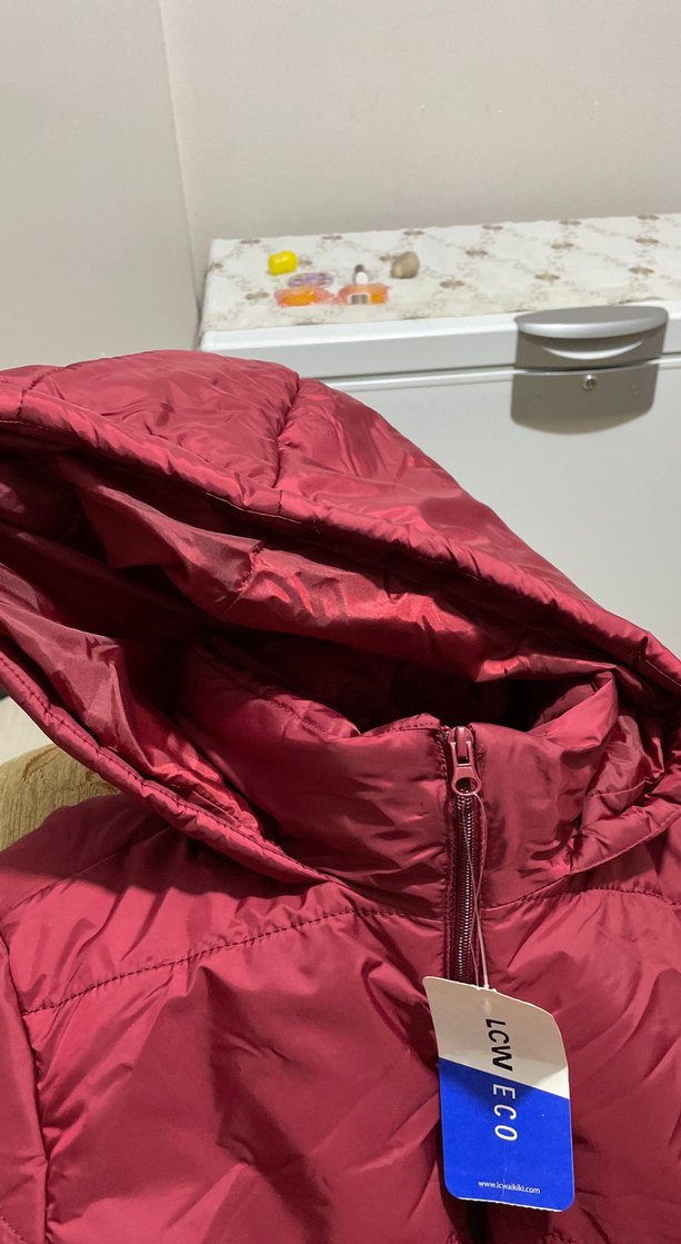 Bordo Fermuarlı Kadın şişme mont - Görsel 4