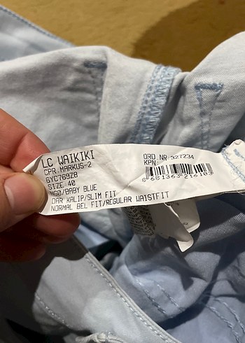 Kadın buz mavısı
 Pamuklu Kemerli Kumaş Pantolon - Görsel 2