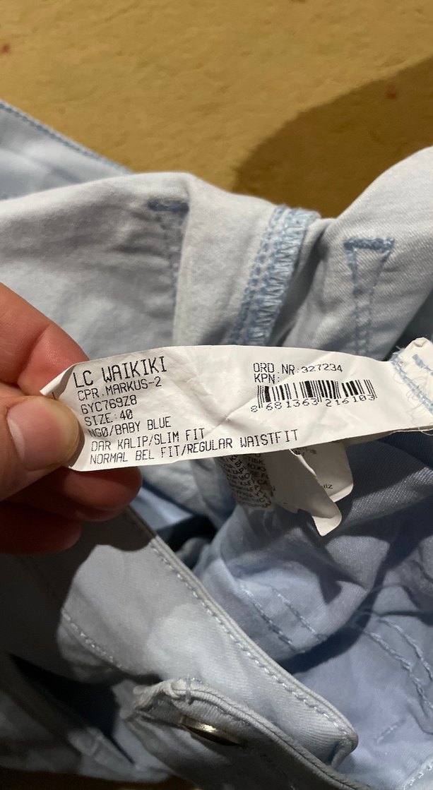 Kadın buz mavısı
 Pamuklu Kemerli Kumaş Pantolon - Görsel 2