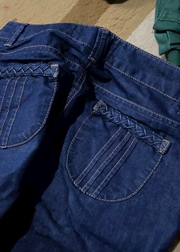 Kemerli Lacivert Kadın Midi Boy Bol Kesim Jean - Görsel 3