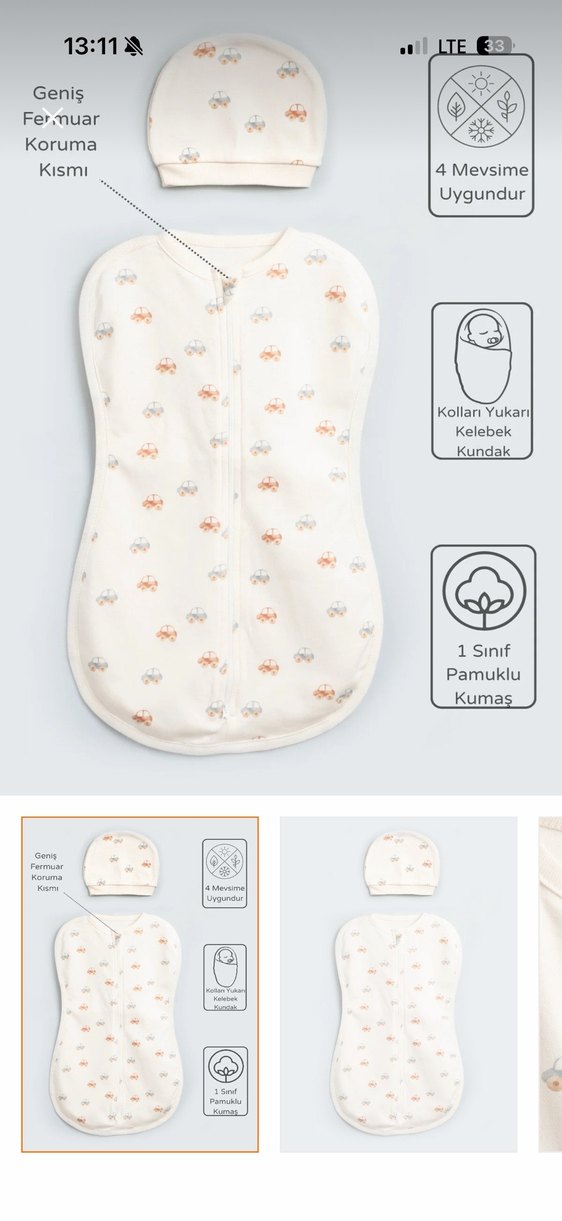 Nakışlı Beyaz Bebek Kundak Seti - Görsel 2