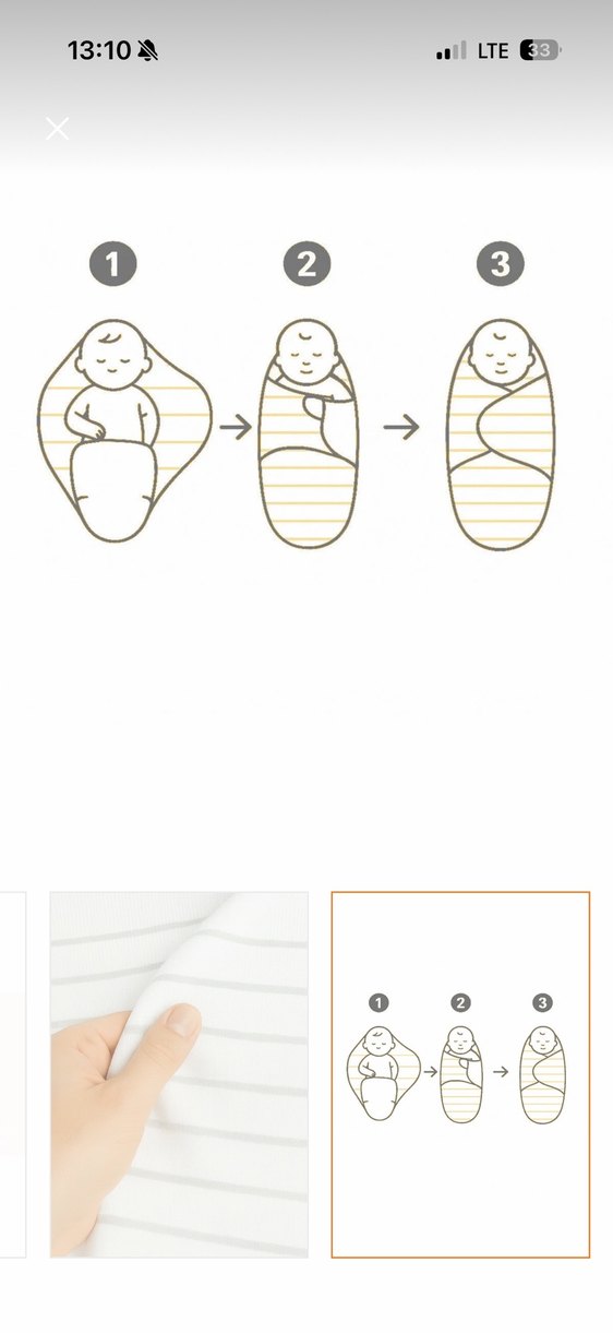 Beyaz Gri Keten Bebek Kundak Örtüsü - Görsel 2