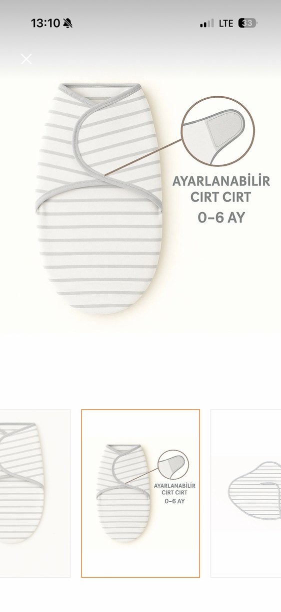 Beyaz Gri Keten Bebek Kundak Örtüsü - Görsel 3