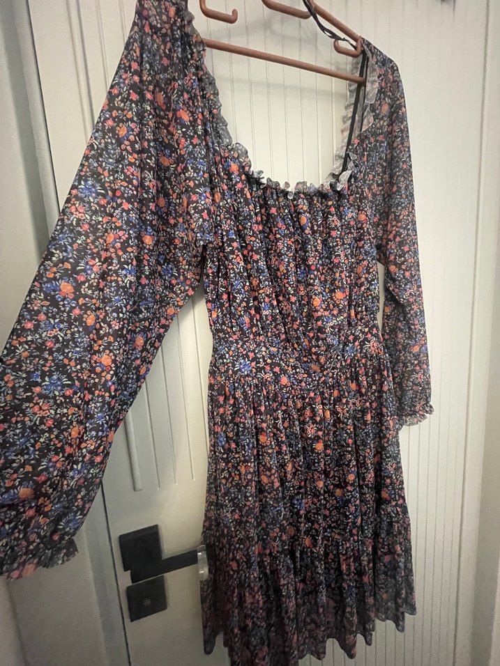 Çiçek Desenli Bohem Midi Elbise - Görsel 2