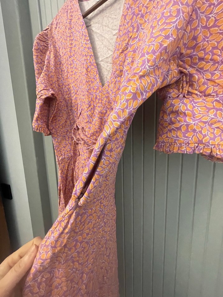 Pembe Midi Bohem V Yaka Elbise - Görsel 2