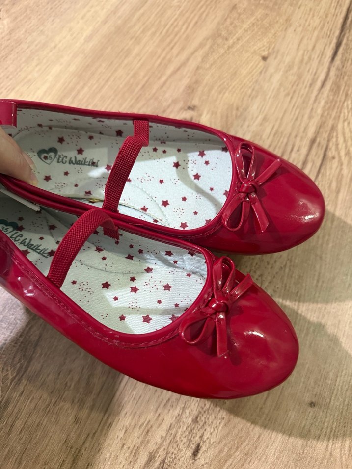 Kız Çocuk Kırmızı Fiyonklu Babet Ayakkabı - Görsel 3