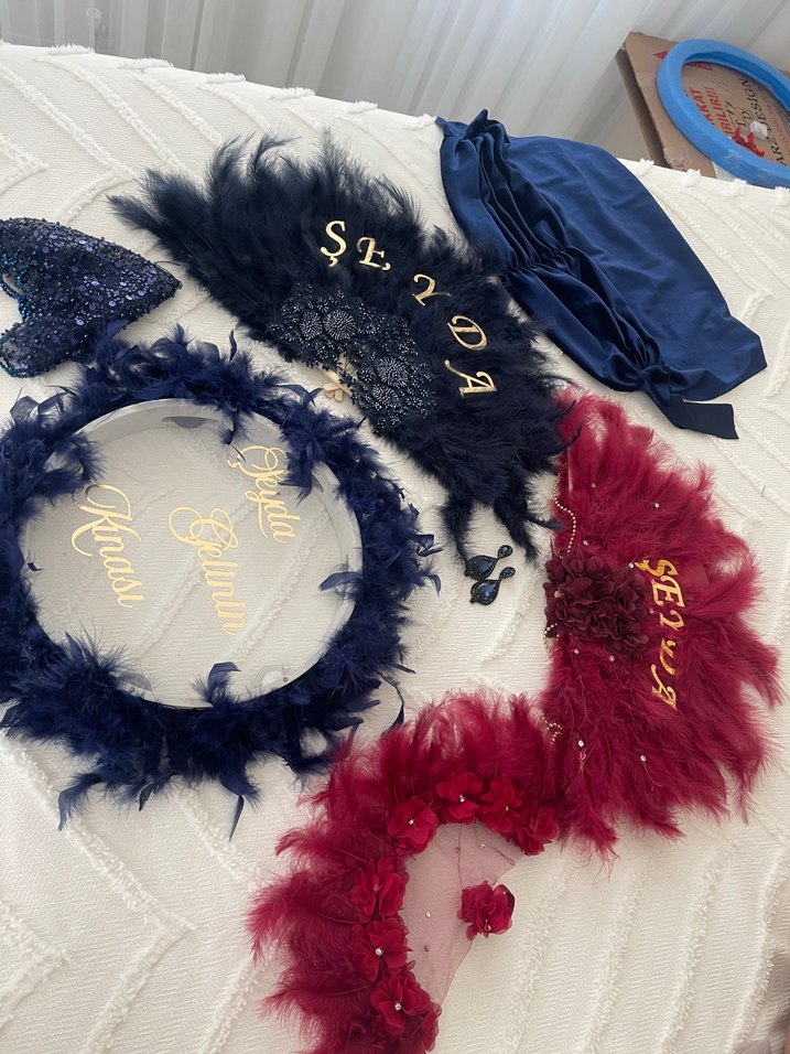 Bordo Kürklü Bohem Gelin Aksesuarı - Görsel 2