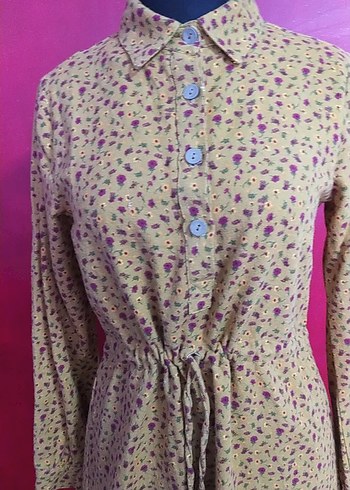 Düğmeli Uzun Kollu Elbise - Görsel 2