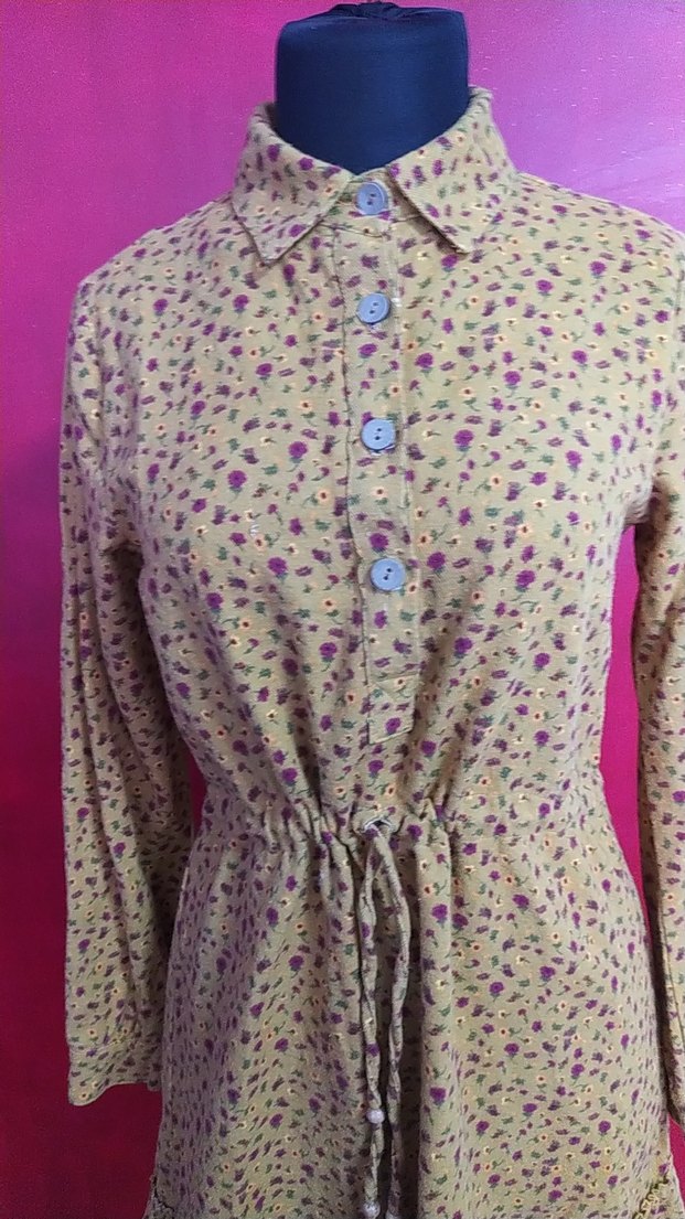 Düğmeli Uzun Kollu Elbise - Görsel 2