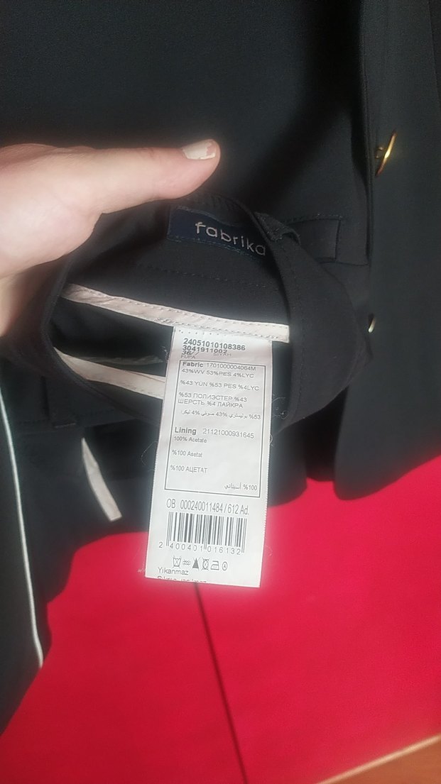 Deri detaylı Düğmeli Siyah Kadın Ofis Takım Elbise - Görsel 4