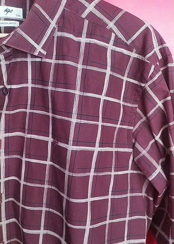 Bordo Kareli Uzun Kollu Erkek Gömlek - Görsel 3