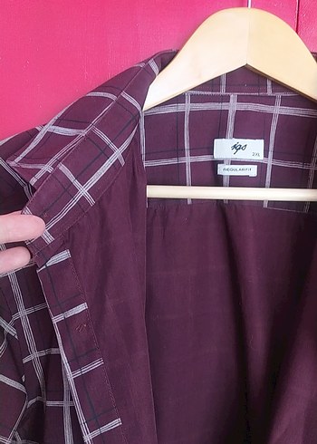 Bordo Kareli Uzun Kollu Erkek Gömlek - Görsel 4