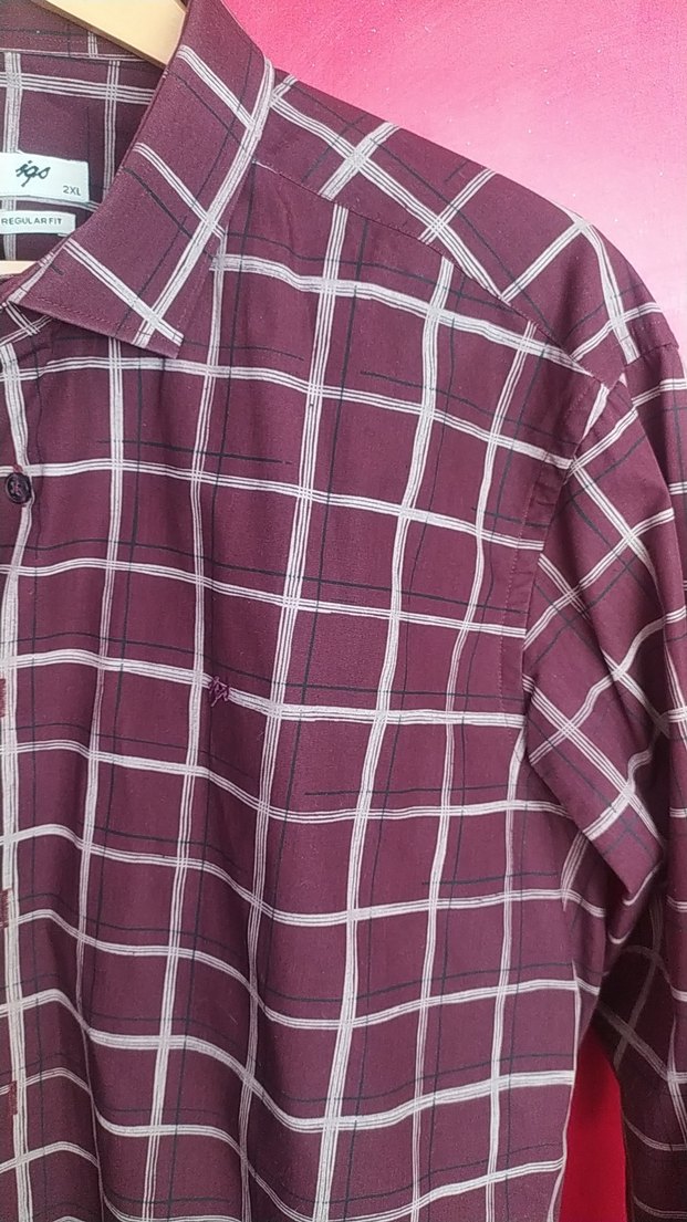 Bordo Kareli Uzun Kollu Erkek Gömlek - Görsel 3