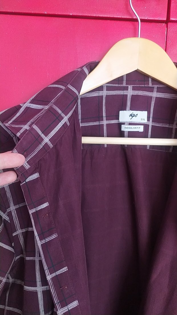 Bordo Kareli Uzun Kollu Erkek Gömlek - Görsel 4