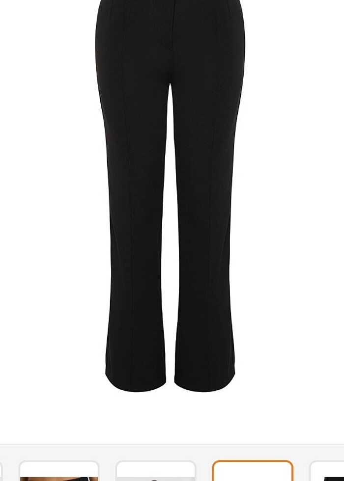 TrendyolMilla Siyah Straight Yüksek Bel Nervür Dikişli Kumaş Pan - Görsel 3