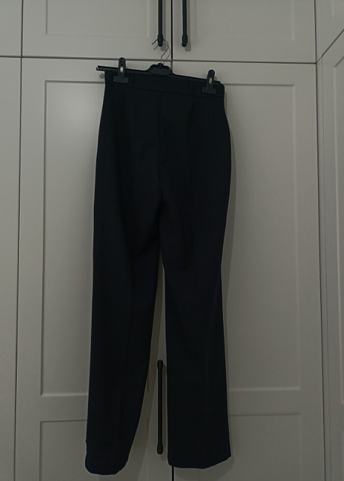 TrendyolMilla Siyah Straight Yüksek Bel Nervür Dikişli Kumaş Pan - Görsel 5