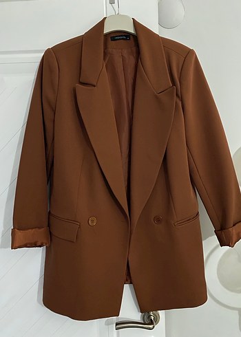 Trendyol & Milla Düğmeli Kahverengi Kadın Blazer Ceket
