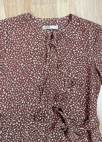 Kahverengi Uzun Volanlı Bohem Elbise - Görsel 5