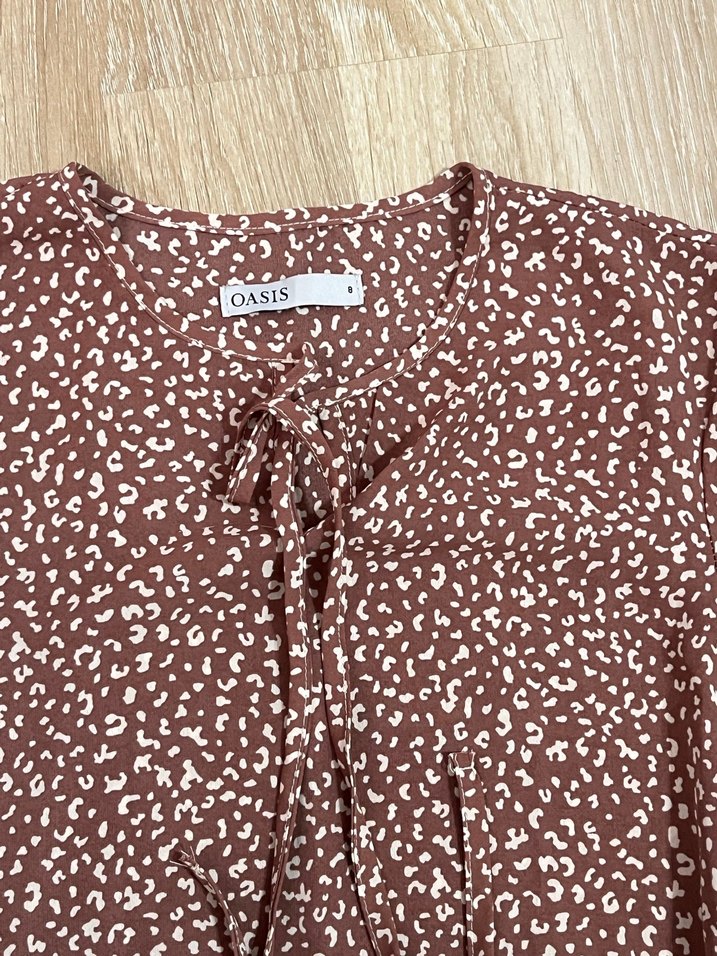 Kahverengi Uzun Volanlı Bohem Elbise - Görsel 4