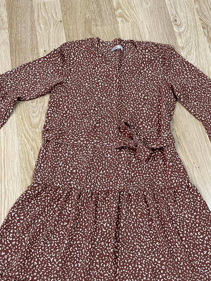 Kahverengi Uzun Volanlı Bohem Elbise - Görsel 2