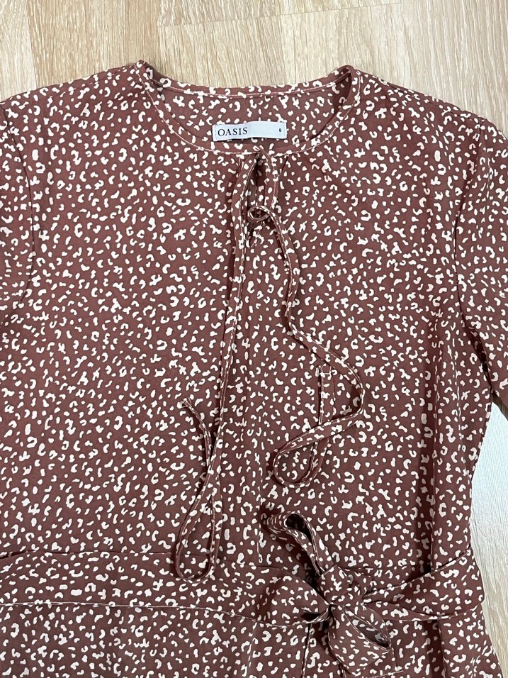 Kahverengi Uzun Volanlı Bohem Elbise - Görsel 5