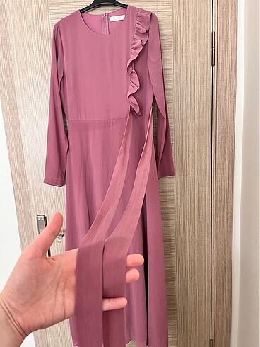 GÜL KURUSU ŞİFON ELBİSE - Görsel 7