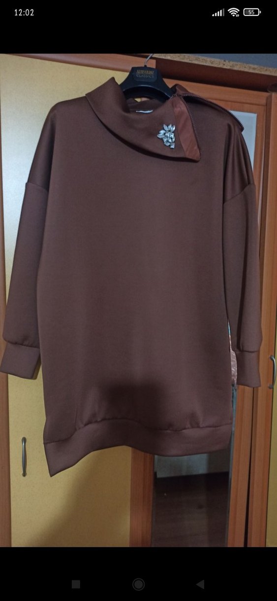 Kahverengi Salaş Midi Tunik - Görsel 2