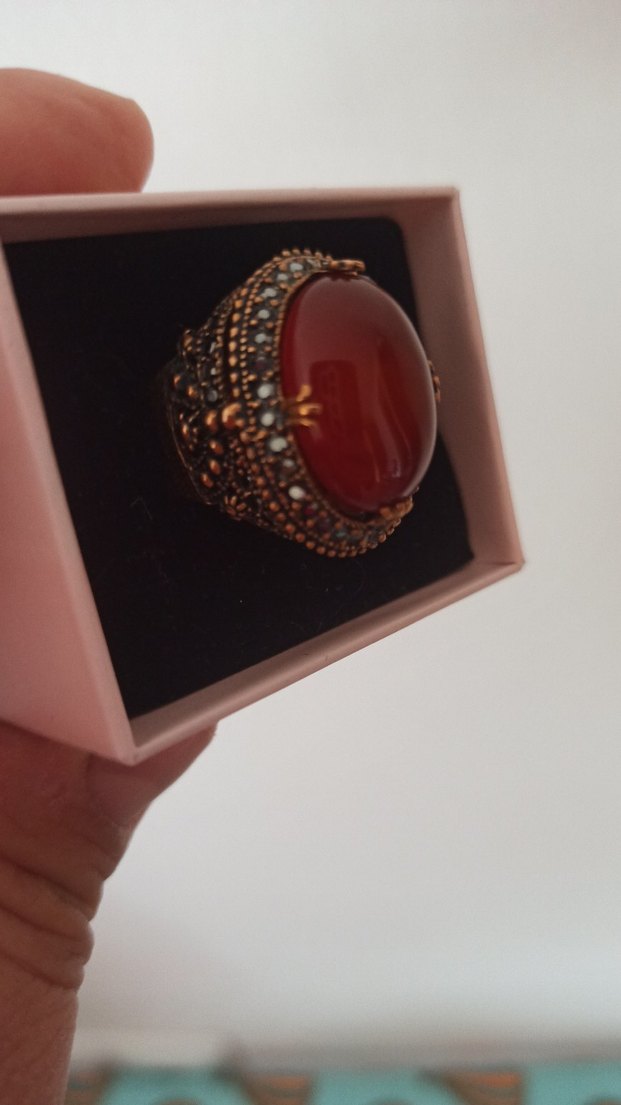 AKİK TAŞ BAKİR YÜZÜK - Görsel 3