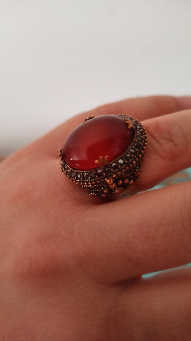 AKİK TAŞ BAKİR YÜZÜK - Görsel 2