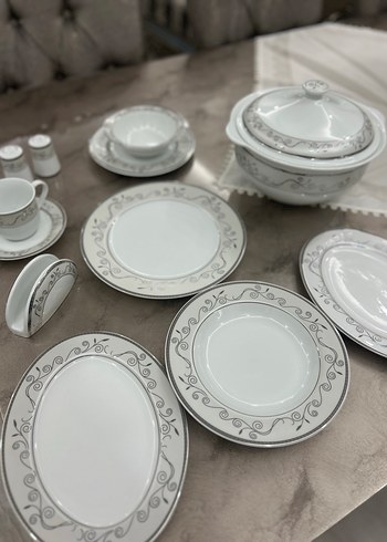 Gri Desenli Beyaz Yemek Takımı 12 kisilik 72 parça - Görsel 3