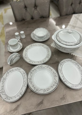Gri Desenli Beyaz Yemek Takımı 12 kisilik 72 parça - Görsel 2