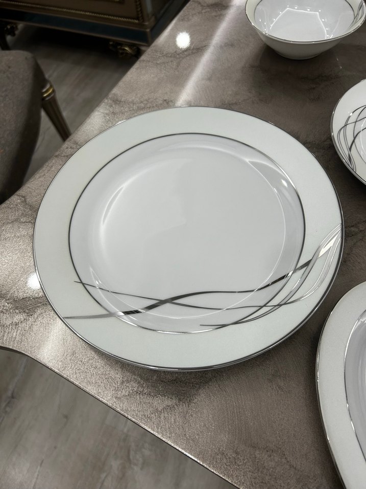 Gri Çizgili Beyaz Yemek Takımı 12 kisilik - Görsel 3