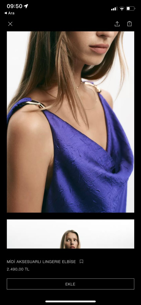 Zara Mürekkep mavisi midi elbise - Görsel 2