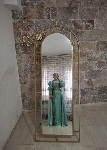 Nakışlı Turkuaz Uzun Abiye Elbise - Görsel 2