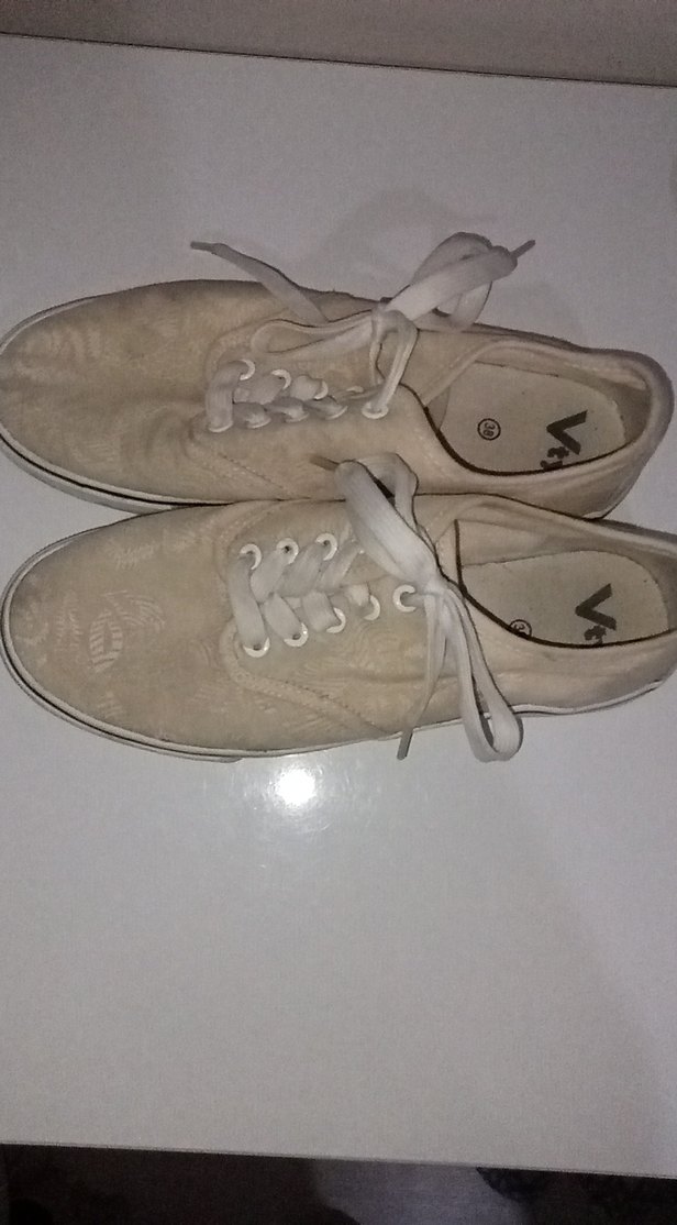 Kadın Beyaz Keten Spor Ayakkabı - Görsel 4