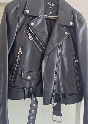 m Beden siyah Renk Siyah Kadın Deri Biker Ceket