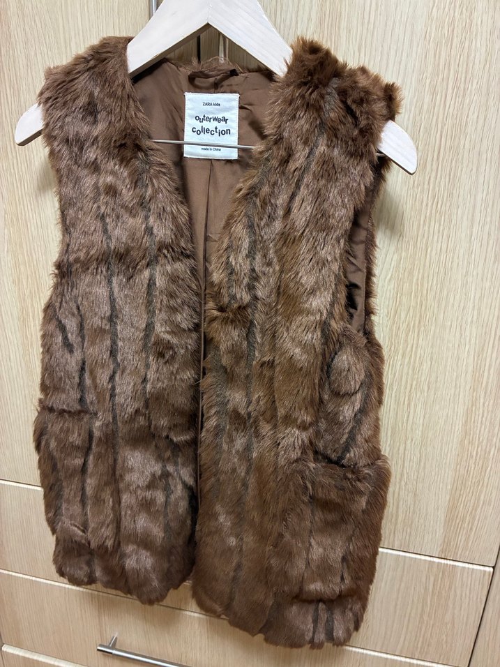 Zara Kahverengi Kürklü  Yelek - Görsel 2