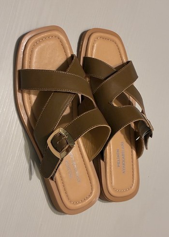 Kahverengi Tokalı Kadın Deri Terlik - Görsel 7