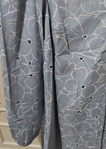 40 Beden mavi Renk Nakışlı V Yaka Düğmeli astarli elbise oversize