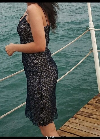 Taç Lacivert kadın abiye gece elbisesi 