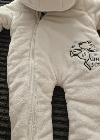 Beyaz Kapüşonlu  Bebek Tulumu - Görsel 5