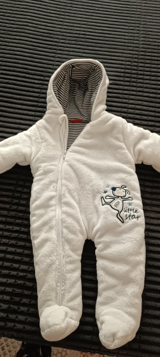 Beyaz Kapüşonlu  Bebek Tulumu - Görsel 4
