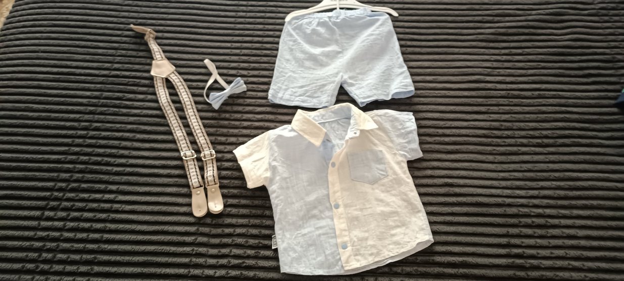 Kısa Kollu Bebek Takımı Beyaz Keten - Görsel 2